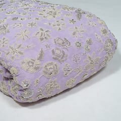 Lavender Colour Georgette Embroidered Fabric