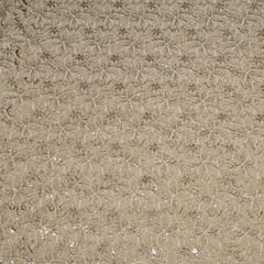 Beige Colour Crepe Cutwork Fabric