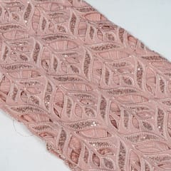 Pink Colour Crepe Cutwork Fabric