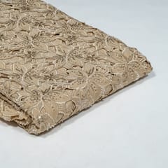 Beige Colour Crepe Cutwork Fabric