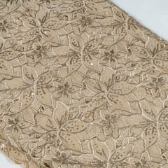 Beige Colour Crepe Cutwork Fabric