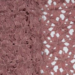 Onion Pink Colour Crepe Cutwork Fabric