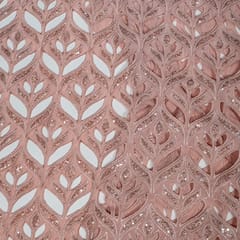 Pink Colour Crepe Cutwork Fabric