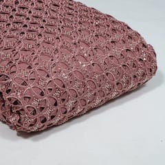 Onion Pink Colour Crepe Cutwork Fabric