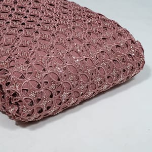 Onion Pink Colour Crepe Cutwork Fabric