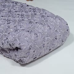 Lavender Colour Crepe Cutwork Fabric