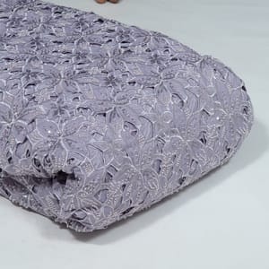 Lavender Colour Crepe Cutwork Fabric