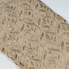 Beige Colour Crepe Cutwork Fabric
