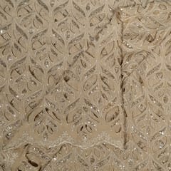 Beige Colour Crepe Cutwork Fabric