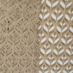 Beige Colour Crepe Cutwork Fabric