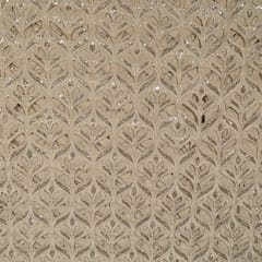 Beige Colour Crepe Cutwork Fabric