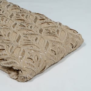Beige Colour Crepe Cutwork Fabric