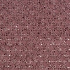 Onion Pink Colour Crepe Cutwork Fabric