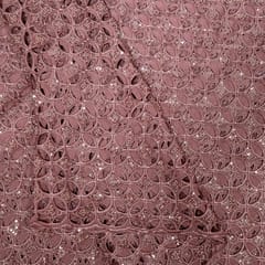 Onion Pink Colour Crepe Cutwork Fabric