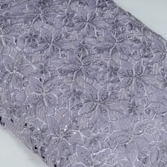 Lavender Colour Crepe Cutwork Fabric