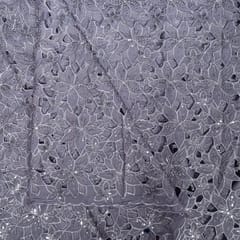 Lavender Colour Crepe Cutwork Fabric