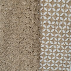 Beige Colour Crepe Cutwork Fabric