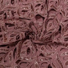 Onion Pink Colour Crepe Cutwork Fabric