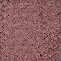 Onion Pink Colour Crepe Cutwork Fabric
