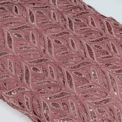 Onion Pink Colour Crepe Cutwork Fabric