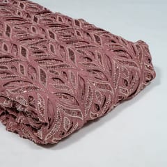Onion Pink Colour Crepe Cutwork Fabric