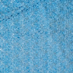 Sky Blue Colour Crepe Cutwork Fabric