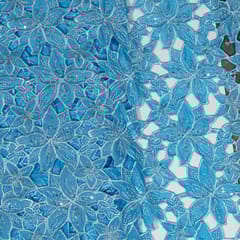 Sky Blue Colour Crepe Cutwork Fabric