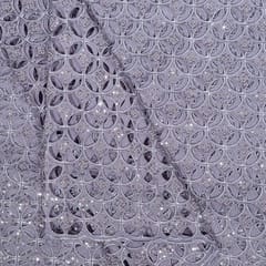 Lavender Colour Crepe Cutwork Fabric
