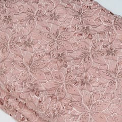 Pink Colour Crepe Cutwork Fabric