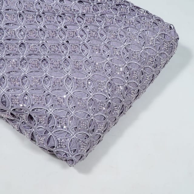Lavender Colour Crepe Cutwork Fabric