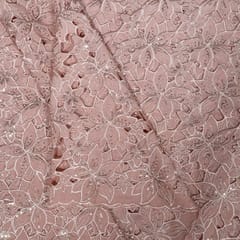 Pink Colour Crepe Cutwork Fabric