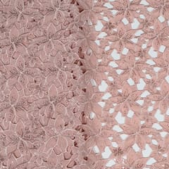Pink Colour Crepe Cutwork Fabric