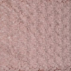 Pink Colour Crepe Cutwork Fabric