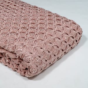 Pink Colour Crepe Cutwork Fabric