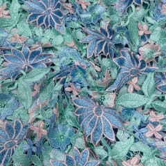 Blue Colour Chemical Lace Cutwork Lace Fabric