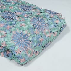 Blue Colour Chemical Lace Cutwork Lace Fabric