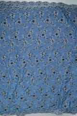 Blue Colour Denim Embroidered Fabric
