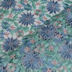 Blue Colour Chemical Lace Cutwork Lace Fabric