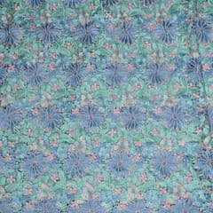 Blue Colour Chemical Lace Cutwork Lace Fabric