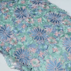 Blue Colour Chemical Lace Cutwork Lace Fabric