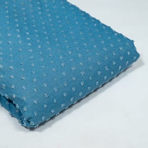 Blue Colour Denim Cutwork Embroidered Fabric