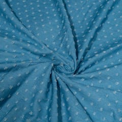 Blue Colour Denim Cutwork Embroidered Fabric