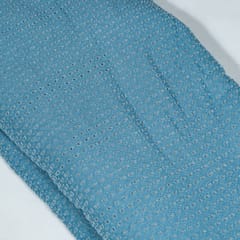 Blue Colour Denim Cutwork Embroidered Fabric