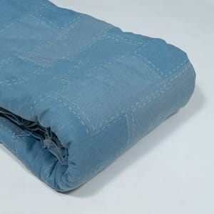 Blue Colour Self Denim Fabric