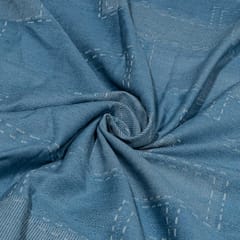 Blue Colour Self Denim Fabric