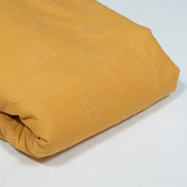 Yellow Colour Self Denim Fabric