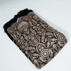 Black Colour Georgette Embroidered Fabric