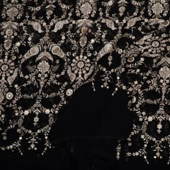 Black Colour Georgette Embroidered Fabric
