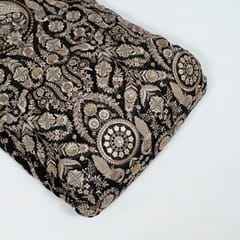 Black Colour Georgette Embroidered Fabric