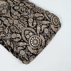Black Colour Georgette Embroidered Fabric